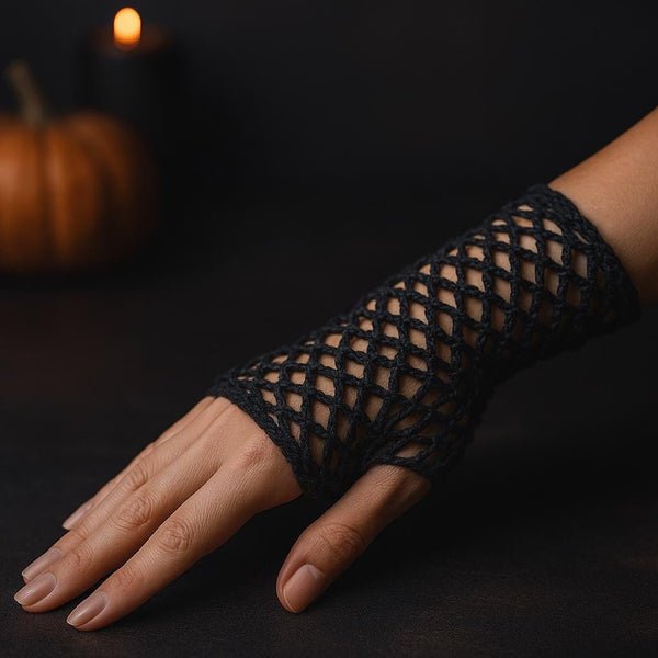 Crochet Lace Gloves Pattern: Easy Mesh Wrist Wraps (PDF Download)