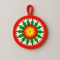 Round Christmas Motif Ornament Crochet PDF Pattern : No Abbreviations, Beginner