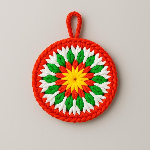 Round Christmas Motif Ornament Crochet PDF Pattern : No Abbreviations, Beginner