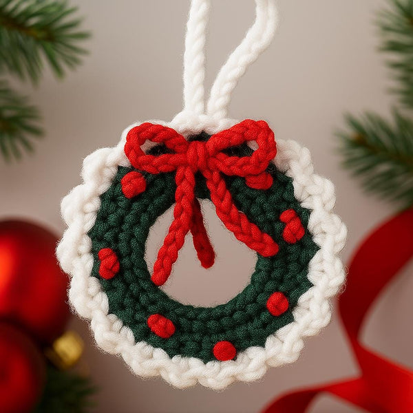 Christmas Mini Wreath / Candy Cane Crochet PDF Pattern: Fast/