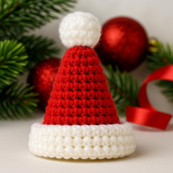 Christmas Santa Hat Keychain Crochet PDF Pattern : No Abbreviations, Beginner Friendly