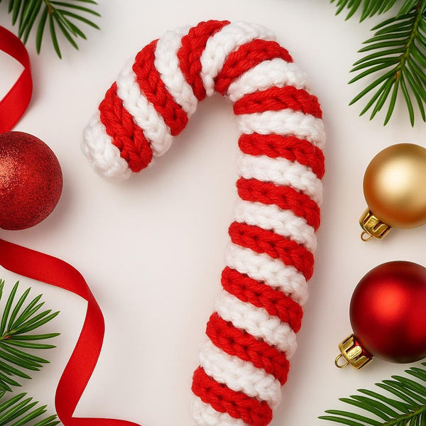 Christmas Crochet Candy Cane Ornament PDF Pattern : No Abbreviations, Beginner Friendly