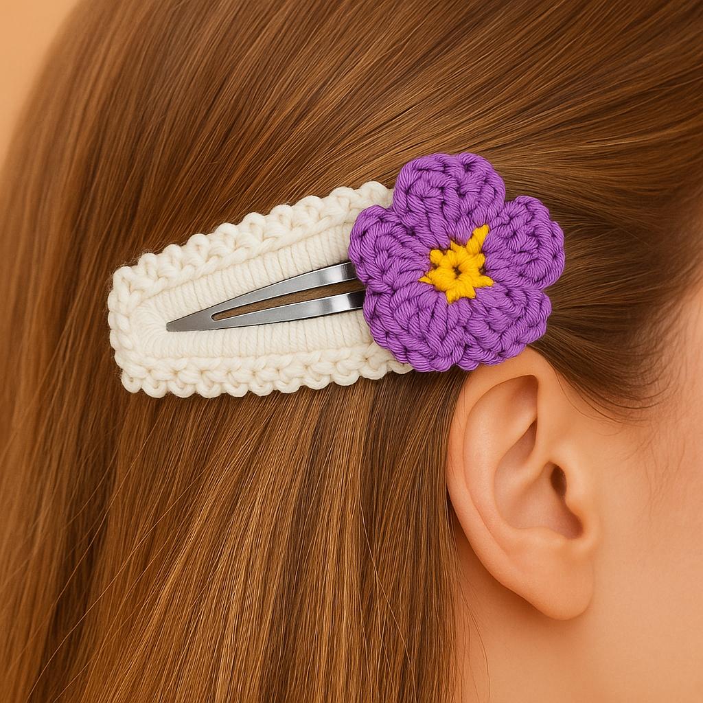 Crochet Flower Hair Clip – PDF Pattern (Digital Download)