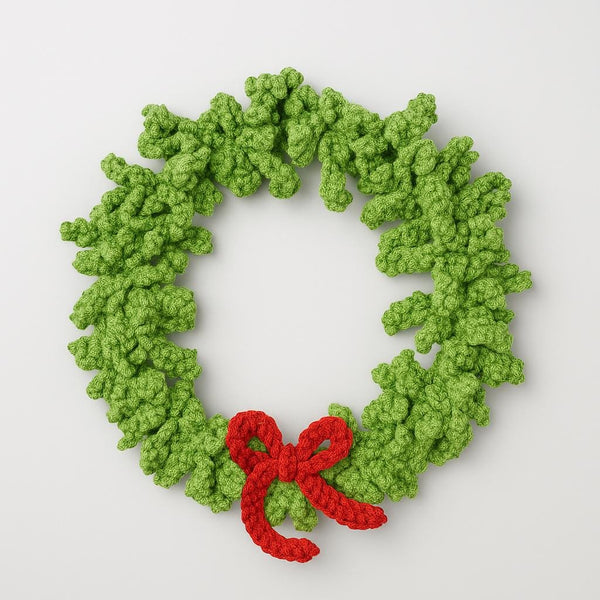 Christmas Curly-Branch Wreath Crochet PDF Pattern : Hoop Ornament,