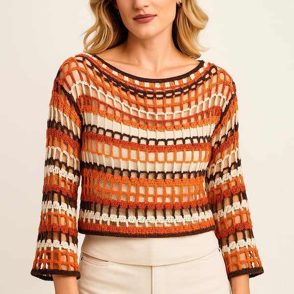 Crochet Mesh Top Pattern – Beginner Friendly Fall Pullover (PDF)