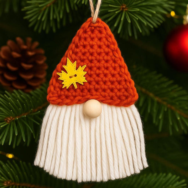 Christmas Crochet Gnome Ornament or Garland PDF Pattern : Fast Fringe Beard, Beginner