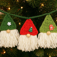 Christmas Crochet Gnome Ornament or Garland PDF Pattern : Fast Fringe Beard, Beginner