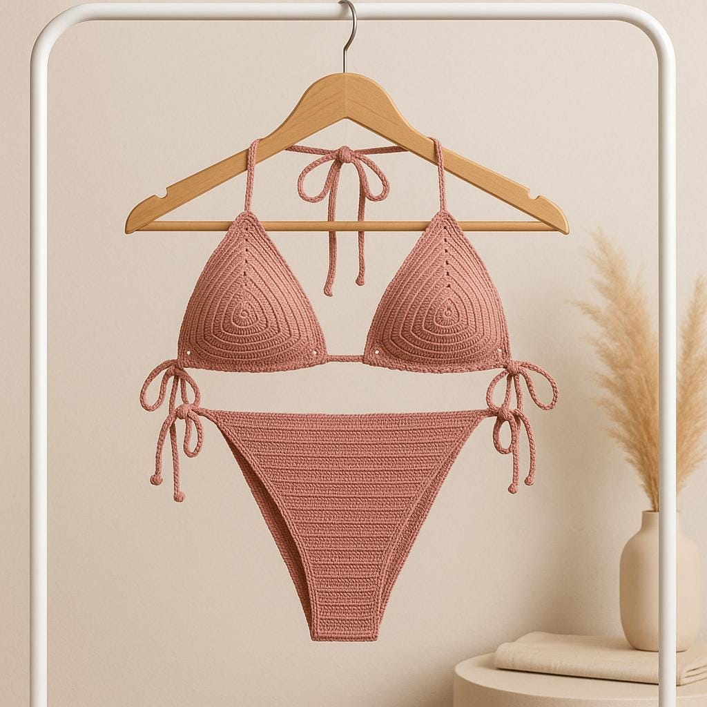 Crochet Bikini Pattern PDF – Adjustable Two-Tone Design (Instant Download)