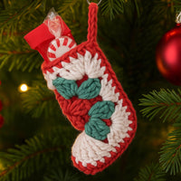 Crochet Mini Granny Square Christmas Stocking Ornament PDF Pattern - Beginner
