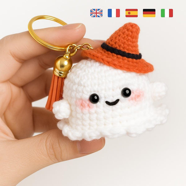 Halloween Amigurumi Ghost Keychain Crochet PDF Pattern : Fast, Beginner Friendly