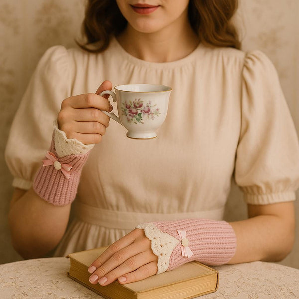 Victorian Lace Wrist Warmers Crochet Pattern PDF – Easy, Instant Download