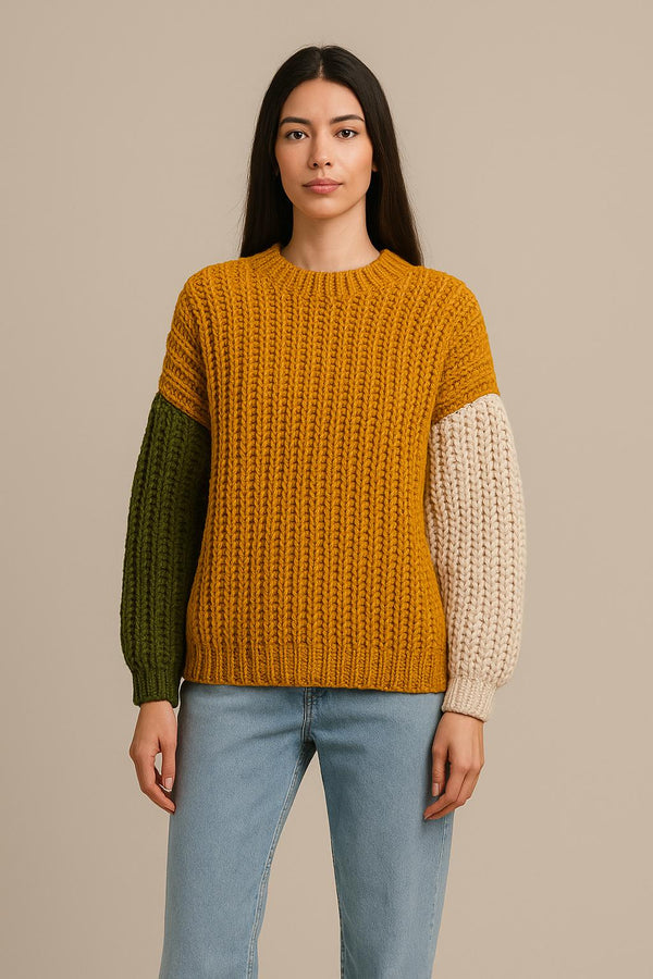 Chunky Crochet Sweater Pattern PDF – Easy Balloon Sleeves, Slip-Stitch Rib Hem, Instant Download