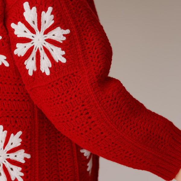 Snowflake Granny Square Cardigan Crochet Pattern PDF : Winter Jacket, Button Band, Instant Download