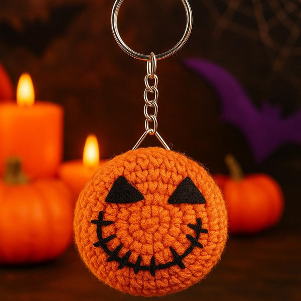 Halloween Amigurumi Pumpkin Keychain PDF : Photo Tutorial, Beginner-Friendly, Quick Mini Project
