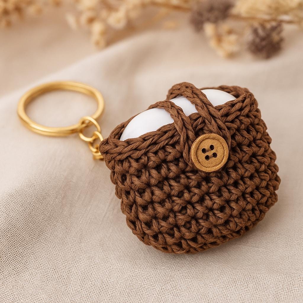 Mini Earbud Case / Bag Charm PDF – Button Loop, Oval Start, Beginner