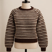 Two-Panel Striped Crochet Sweater Pattern PDF : Beginner Friendly, Seam-Easy Rectangles, Vertical Rib Neck & Hem