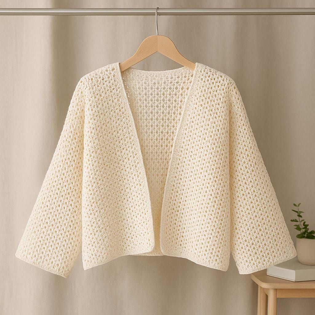 Mesh V-Stitch Cardigan Crochet Pattern (PDF Download)