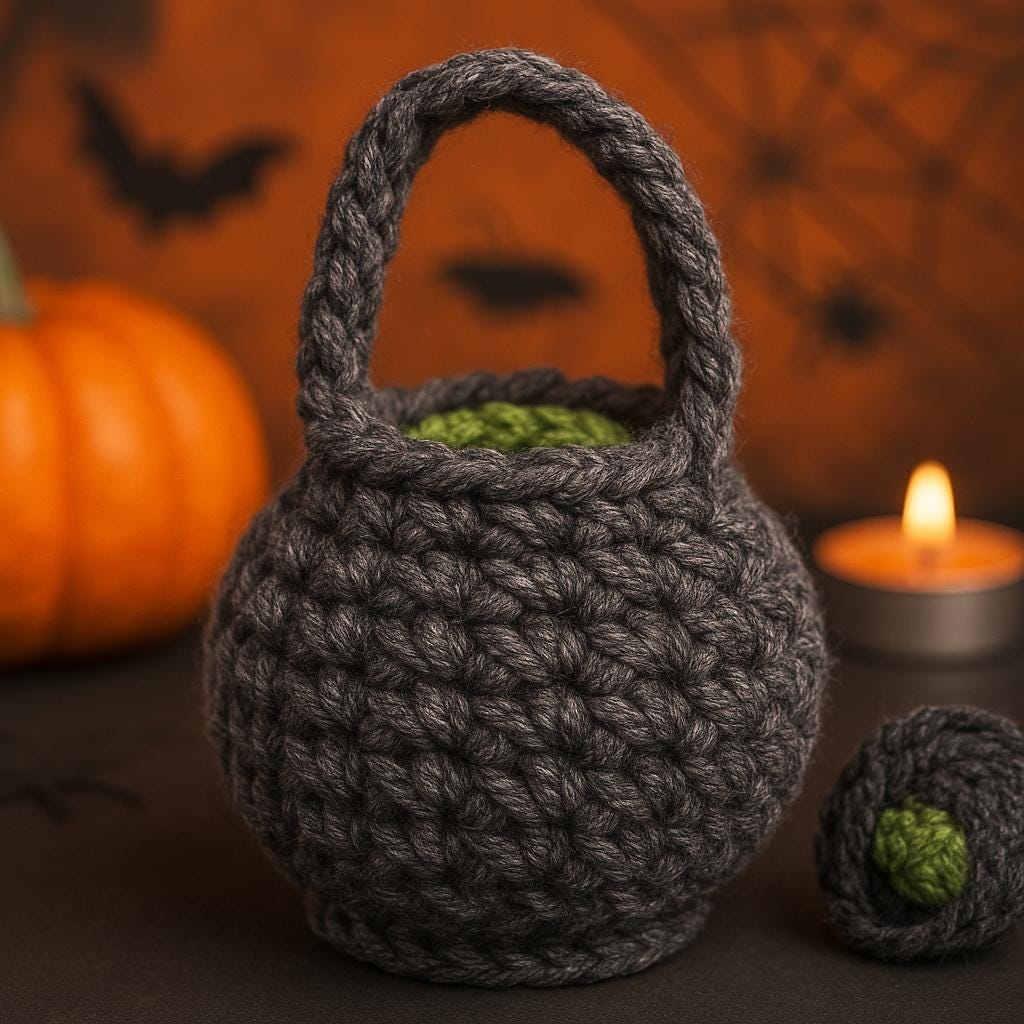 Mini Cauldron Crochet PDF Pattern : Witchy Halloween Amigurumi | Keychain/Ornament