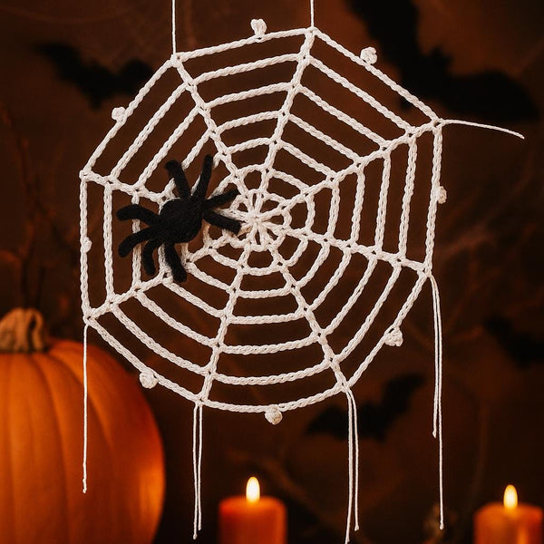 Halloween Crochet Spider Web Pattern: Round & Corner Webs (PDF)