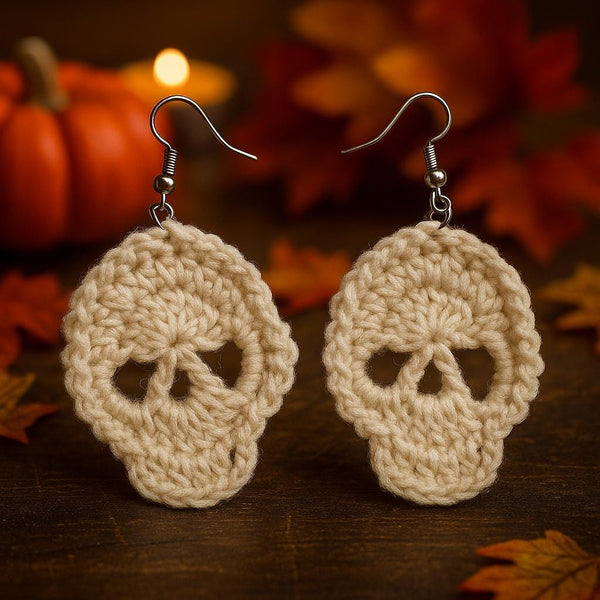 Crochet Pattern: Skull Earrings PDF | Gothic Halloween Jewelry | Instant Download