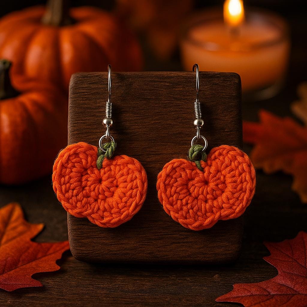 Crochet Pattern PDF: Mini Pumpkin Earrings | Beginner Friendly | US Terms | No Abbreviations | Instant Download