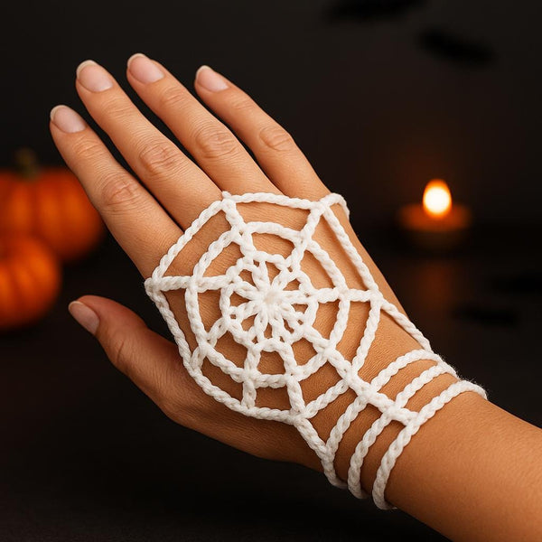 Crochet Spider Web Fingerless Gloves Pattern: Halloween Cosplay (PDF Download)