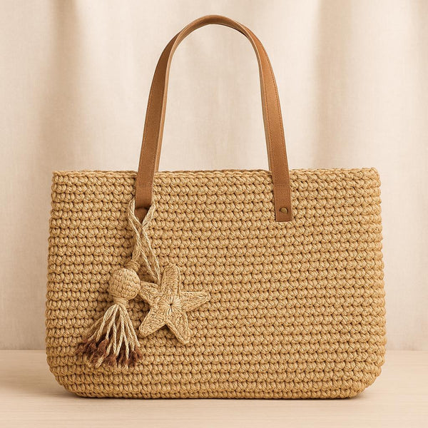 Paper Raffia Crochet Tote Bag Pattern: Beginner-Intermediate (PDF)