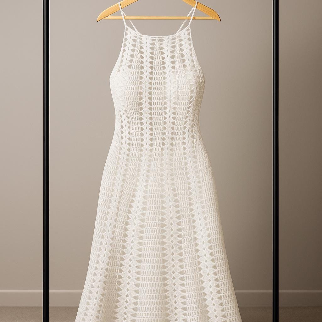 Fan-Motif Crochet Summer Dress Pattern: Adjustable Cotton Design (PDF)