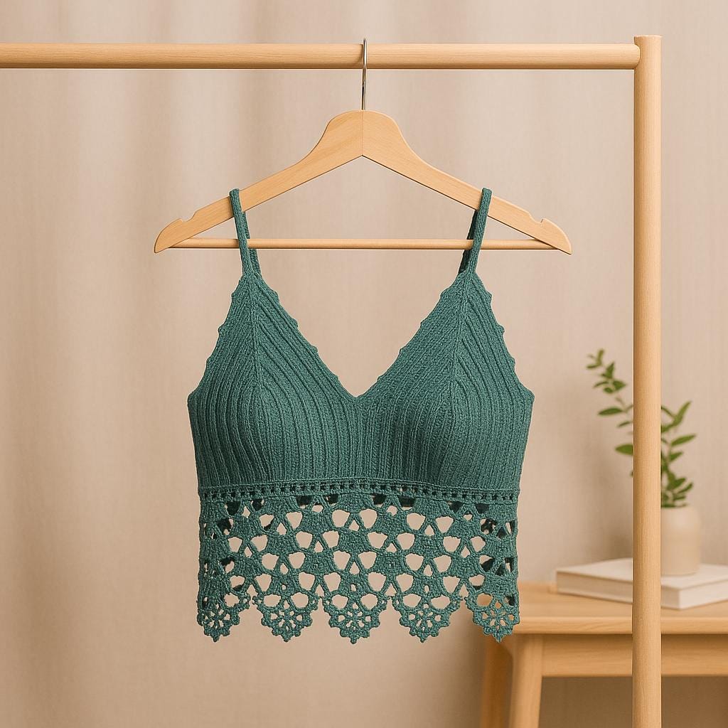 Crochet Lace Bustier Pattern PDF: Cotton Pull-On Crop Top (Instant Download)
