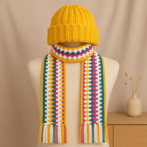 Crochet Beanie and Mesh Scarf Pattern – Beginner Winter Set (PDF Download)