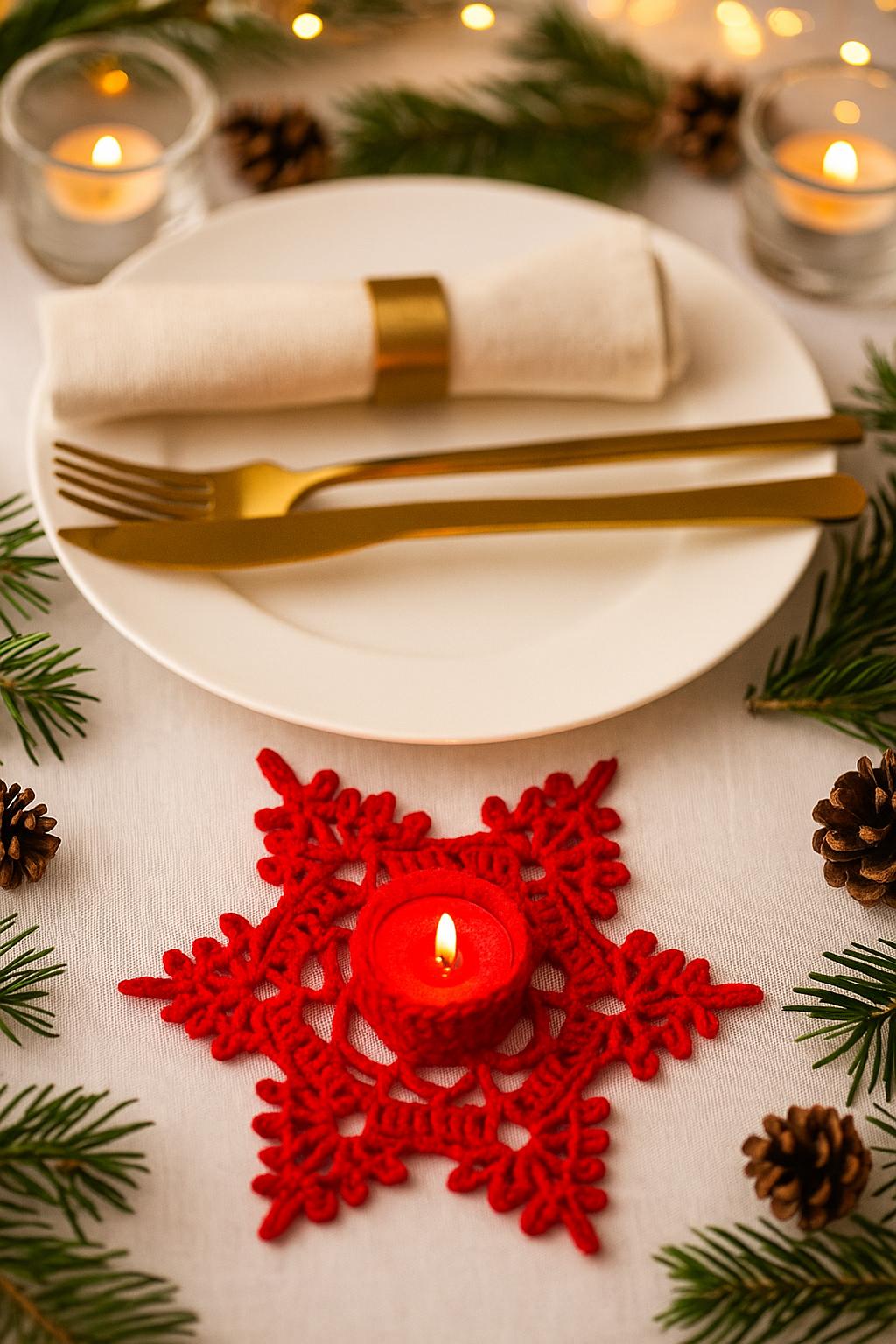 Christmas Candle Sleeve Pdf Pattern: Glue Stiffened Cotton Decor, Holiday Table Ornament