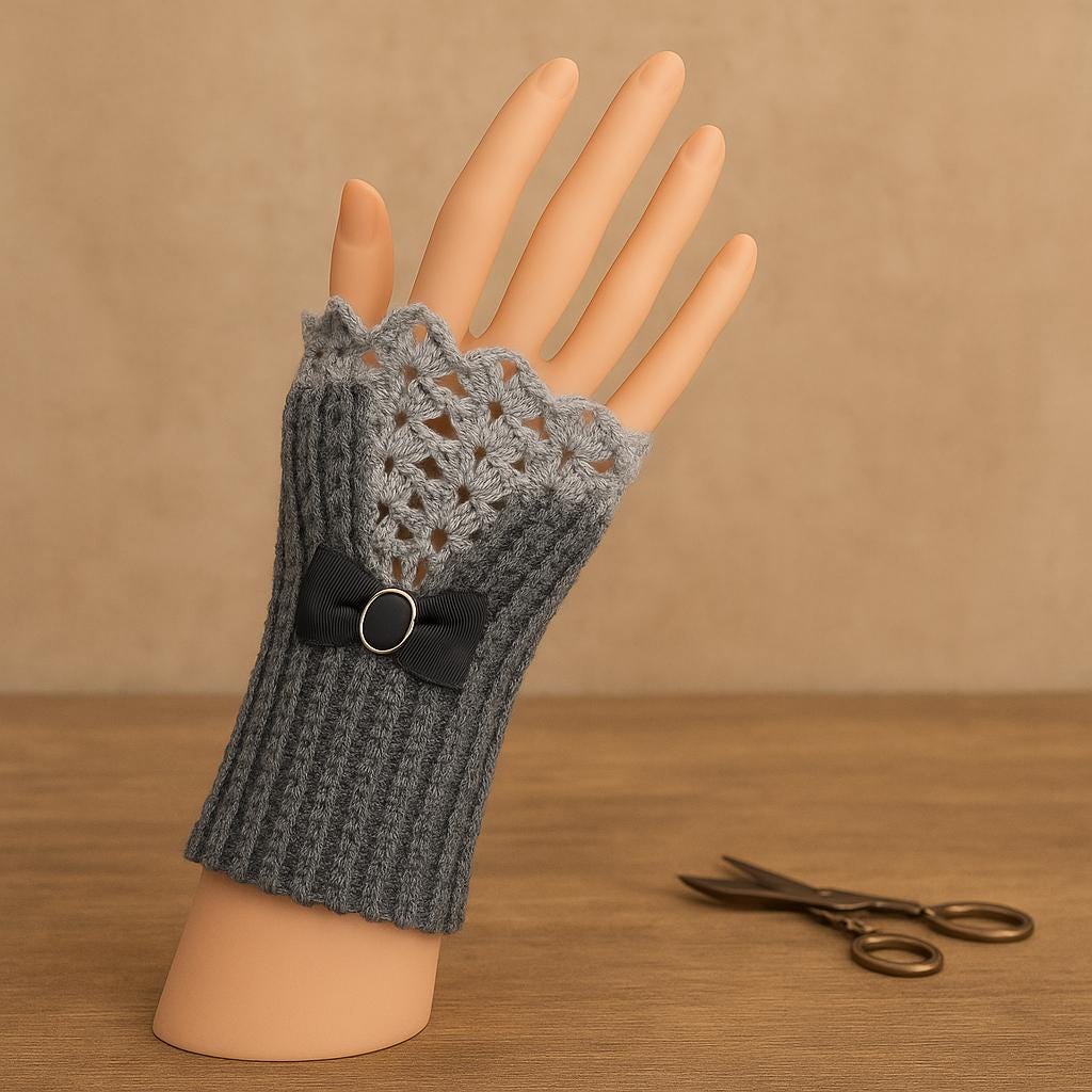 Victorian Lace Wrist Warmers Crochet Pattern PDF – Easy, Instant Download