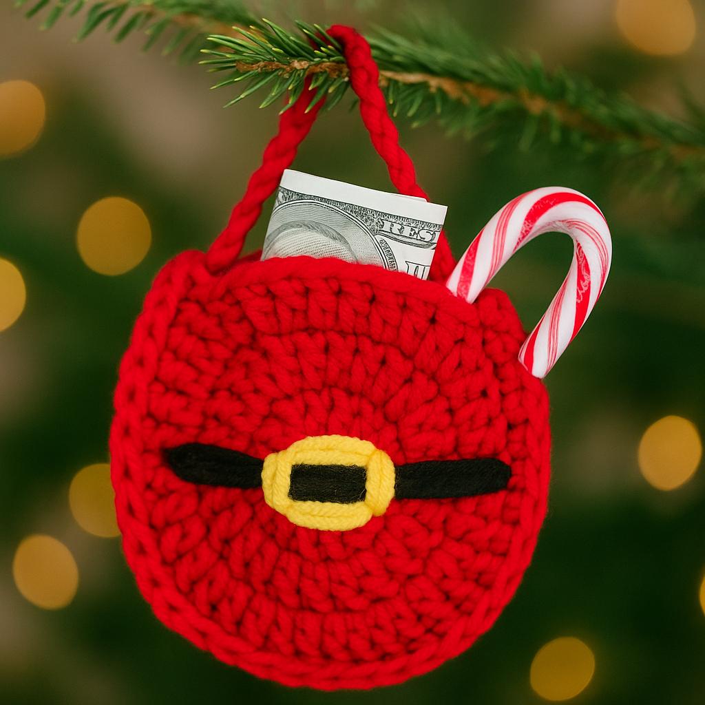 Santa Belt Crochet Card Holder PDF Pattern: Christmas Gift Holder