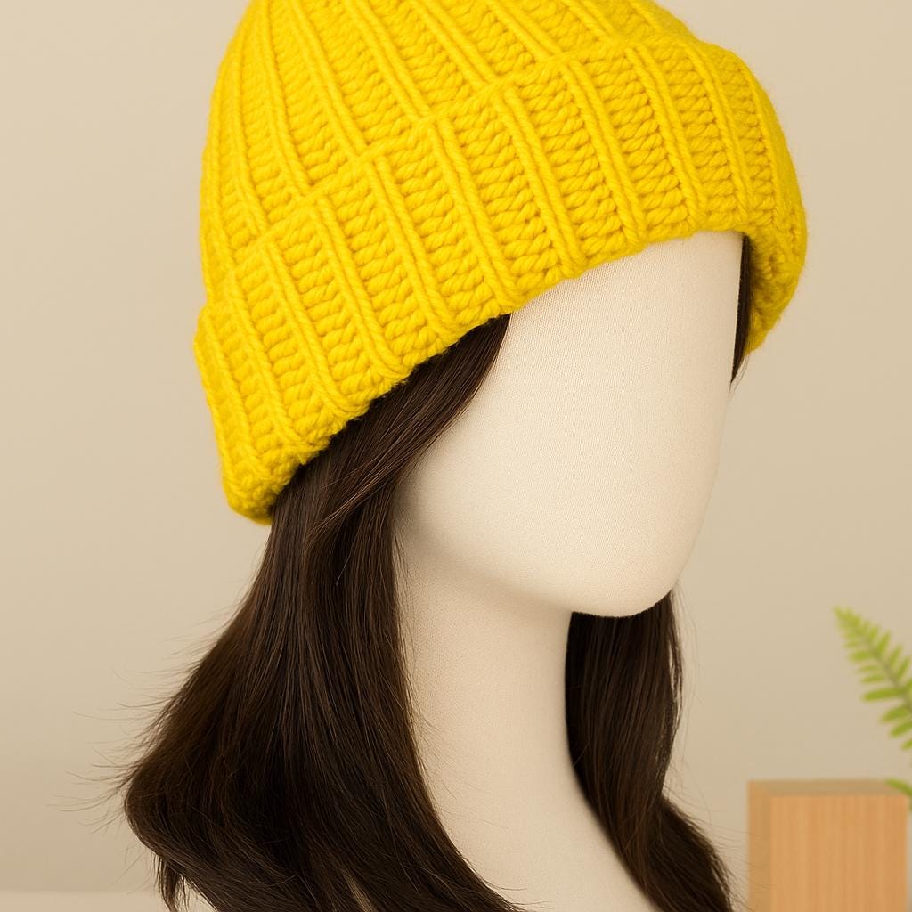 Ribbed Beanie Crochet Pattern PDF : Worked Flat, Instant Download
