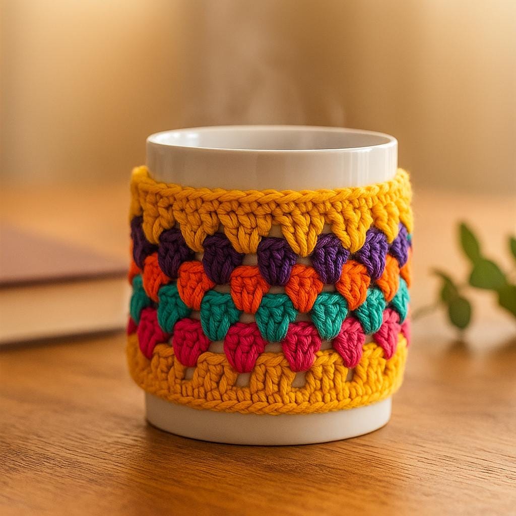 Crochet Mug Cozy Pattern: Beginner-Friendly Cup Sleeve (PDF Pattern)