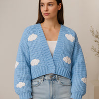 Cloud Cardigan Crochet Pattern: Linen Moss Stitch, Adjustable Sizing (PDF)