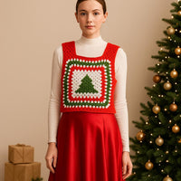 Pine Tree Crop Sweater Crochet Pattern: Colorwork Granny Square (PDF Pattern)