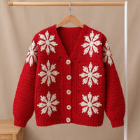 Snowflake Granny Square Cardigan Crochet Pattern PDF : Winter Jacket, Button Band, Instant Download