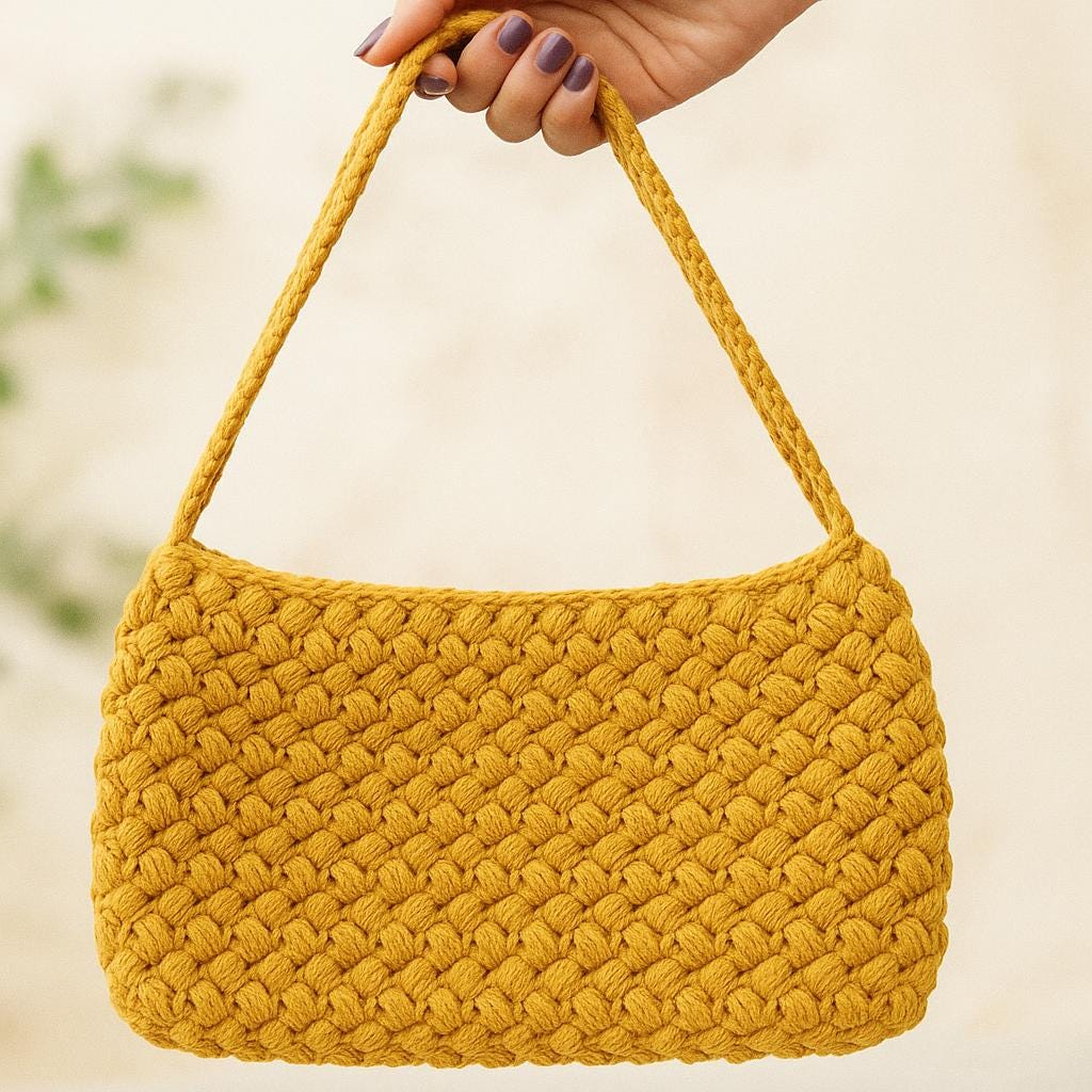 Crochet Shoulder Bag Pattern PDF : Easy Chunky Purse, Beginner Friendly Step-by-Step