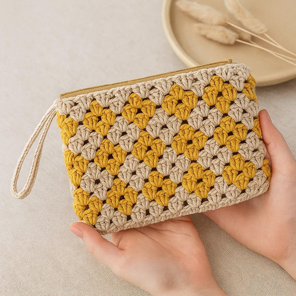 Crochet Flower Handbag Pattern: Two-Color Granny Stripe Purse (PDF Pattern)