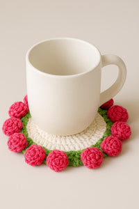 Rose Bouquet Coaster Crochet Pattern: Floral Table Decor (PDF)