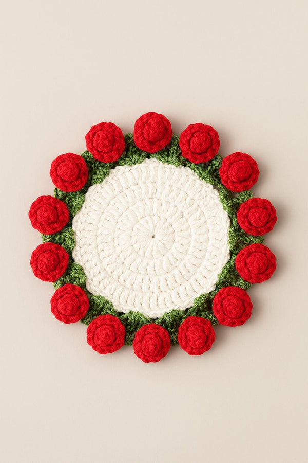 Rose Bouquet Coaster Crochet Pattern: Floral Table Decor (PDF)