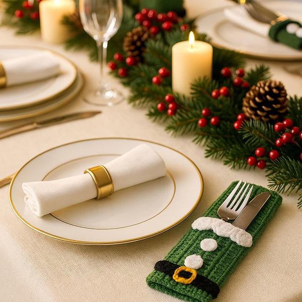 Christmas Cutlery Holder : Santa Pocket Crochet Pattern (PDF Download)