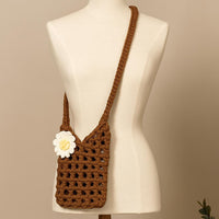 Crochet Phone Pouch with Daisy Applique - Crossbody Bag (PDF Pattern)