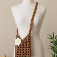 Crochet Phone Pouch with Daisy Applique - Crossbody Bag (PDF Pattern)