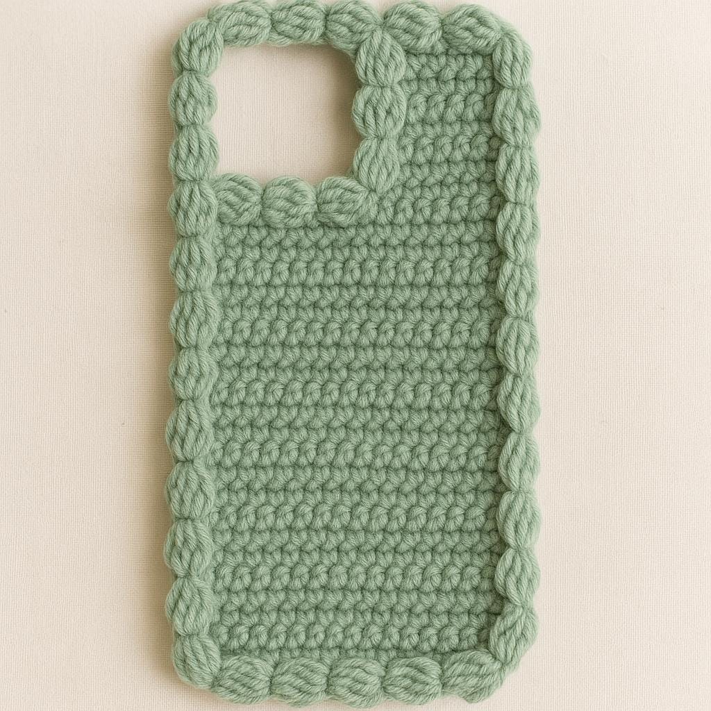 Crochet Phone Case Pattern PDF : Puff Border “Whipped Cream”  Beginner to Intermediate