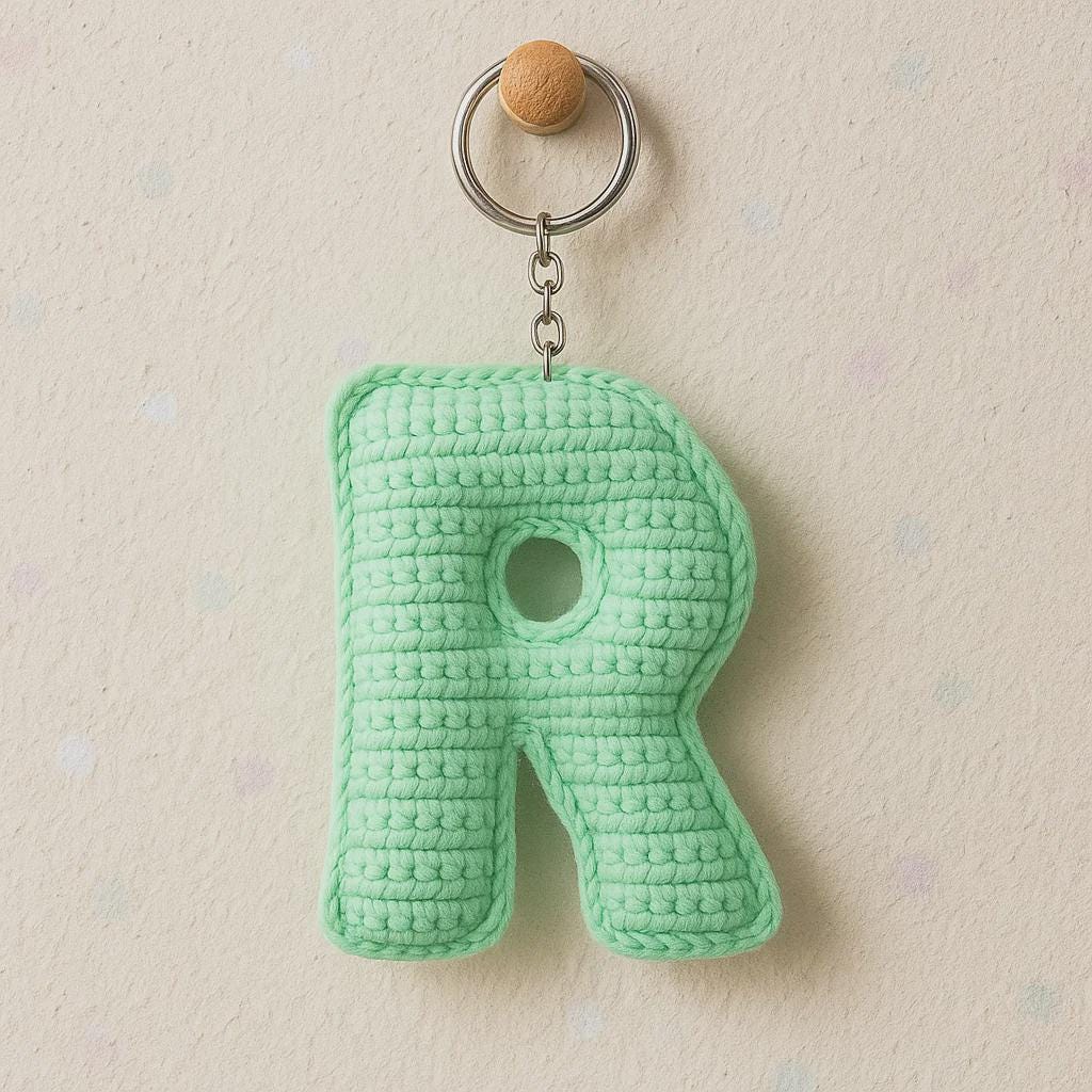 Amigurumi Letter R Crochet Pattern: Stuffed Alphabet Keychain (PDF Pattern)
