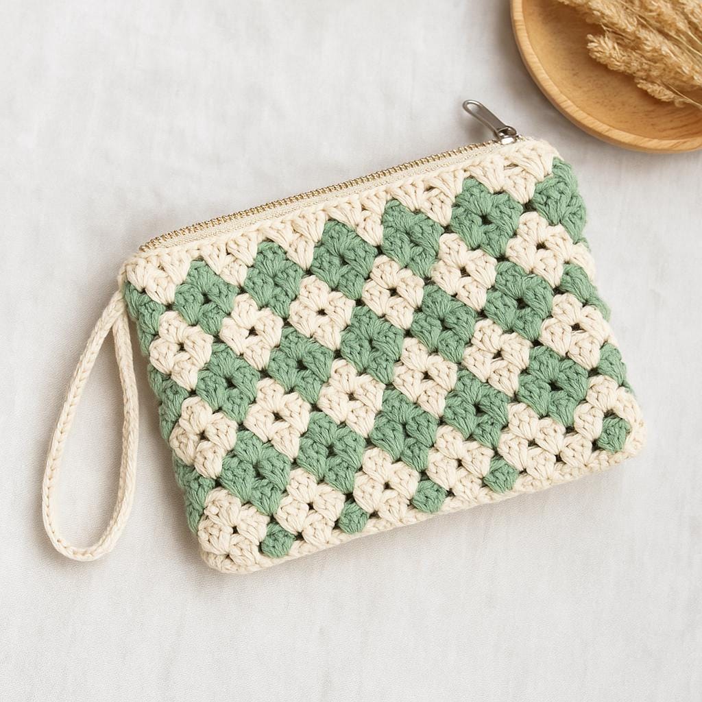 Crochet Flower Handbag Pattern: Two-Color Granny Stripe Purse (PDF Pattern)