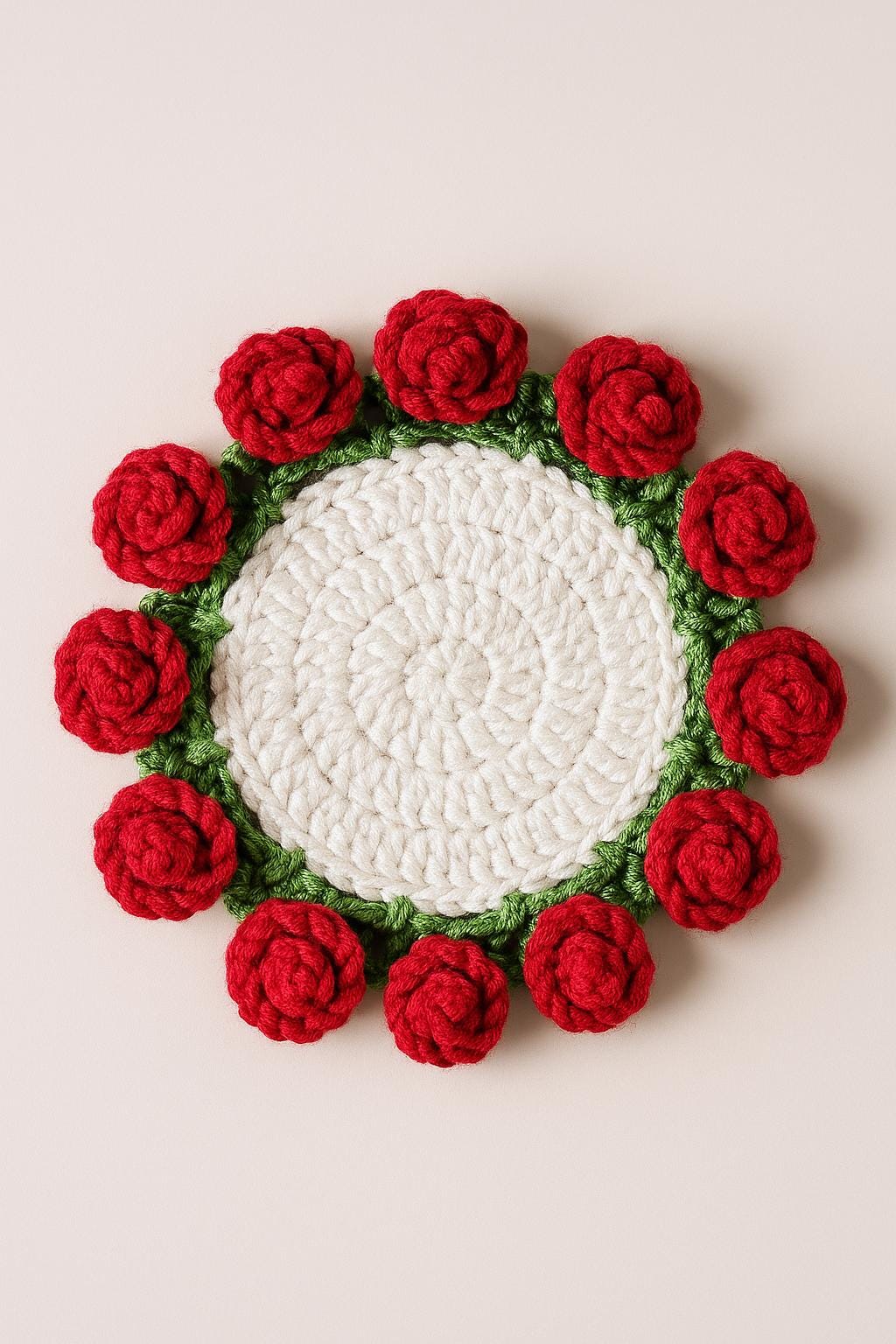Rose Bouquet Coaster Crochet Pattern: Floral Table Decor (PDF)