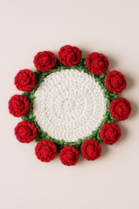 Rose Bouquet Coaster Crochet Pattern: Floral Table Decor (PDF)